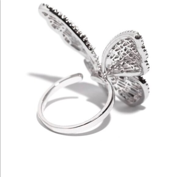 Silver Butterfly Ring‎ Adjustable - Picture 2 of 3